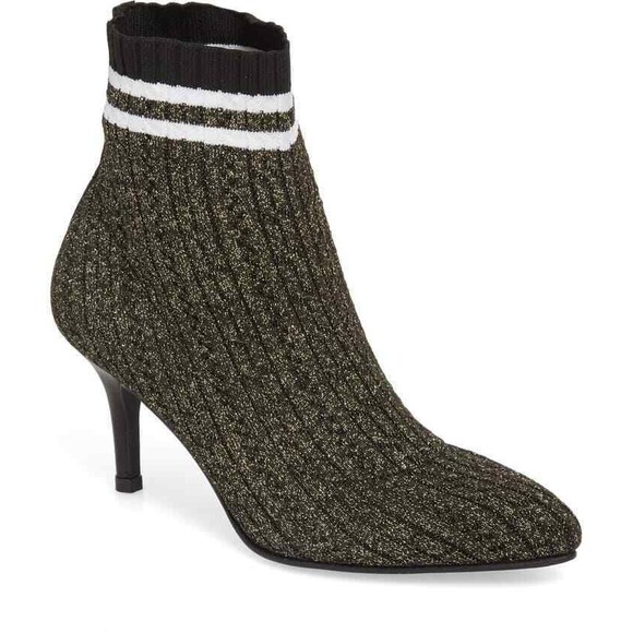 Stuart Weitzman Waverly Black Gold Sock Bootie Women's Sz 8.5 NWB $575 - Picture 3 of 10